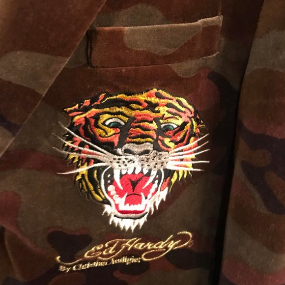 SUPER RARE amazing y2k Ed hardy camouflage velvet jacket! - Picture 10 of 11